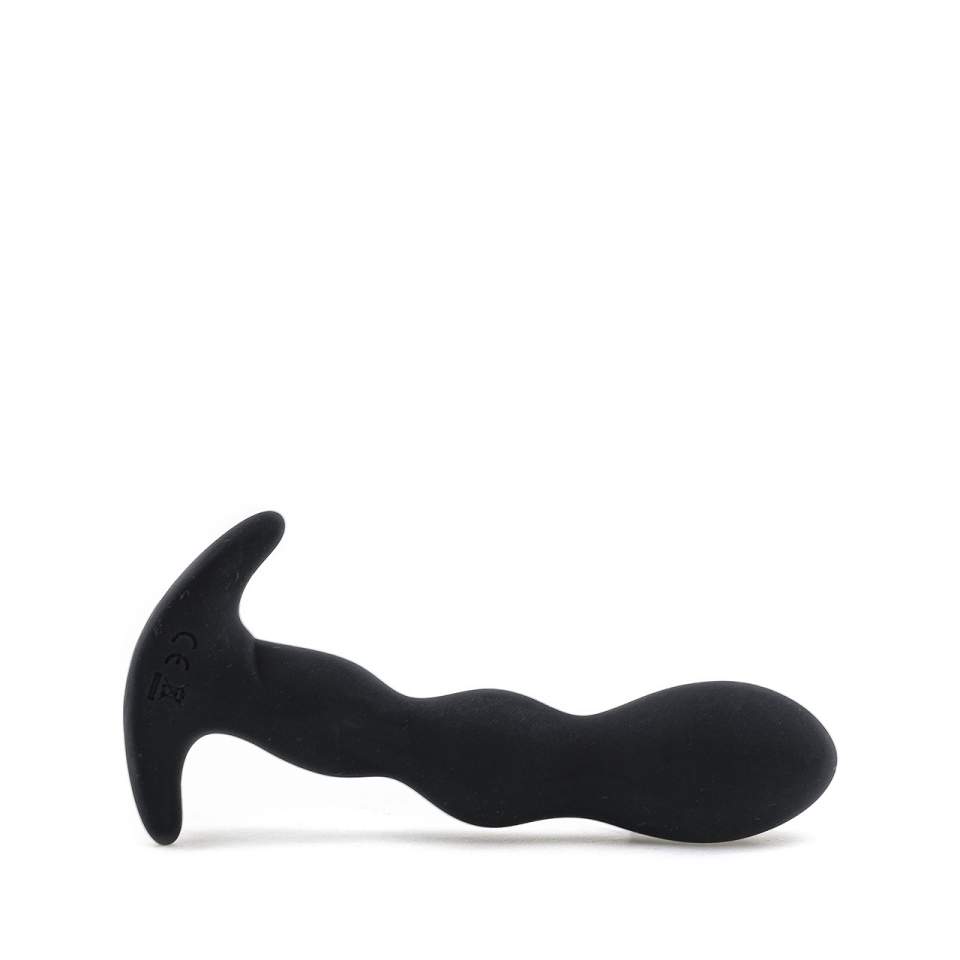 Czarny falowany korek analny stymulujący prostatę