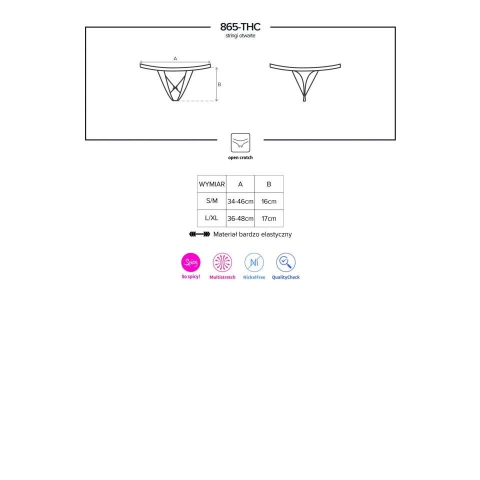 Erotyczne stringi otwarte Obsessive 865-THC-1 w czarnym kolorze