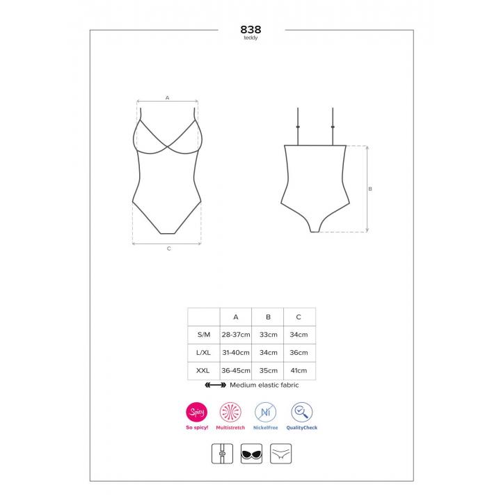 Czarne otwarte Body Obsessive 838-TED-1, wyjątkowo kobiece