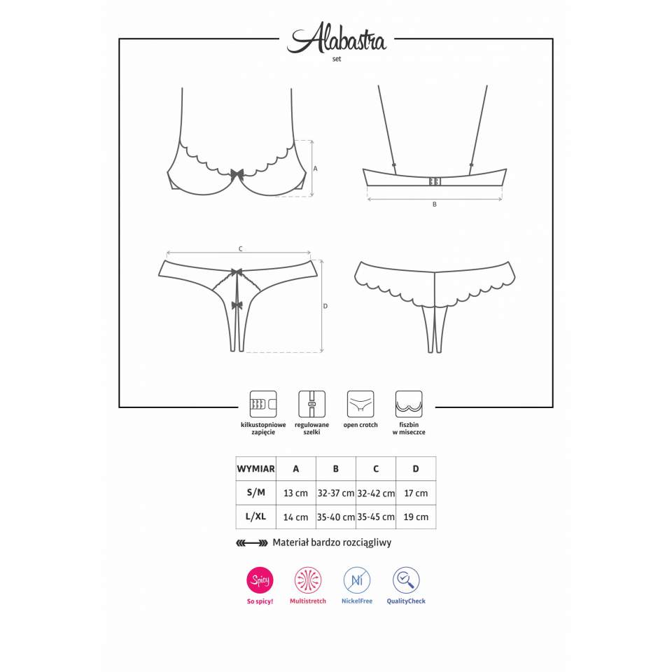 Biały 2-częściowy komplet Obsessive Alabastra