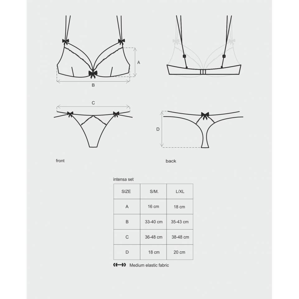 Zmysłowy czarny komplet Obsessive Intensa 2-częściowy