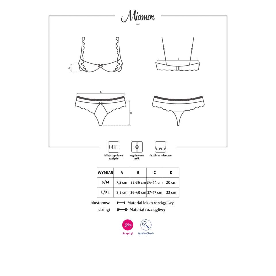 Seksowny czarny komplet Obsessive Miamor 2-częściowy