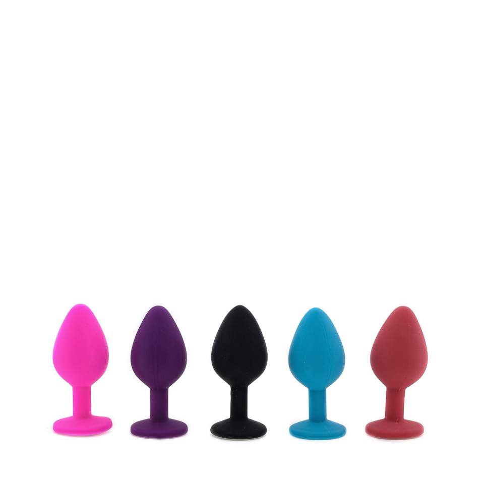 Średni silikonowy korek analny z kryształem - średnica 3 cm