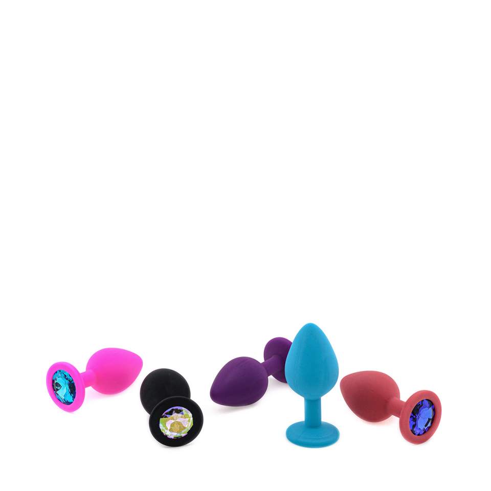 Mały silikonowy korek analny z kryształem - średnica 2,6 cm