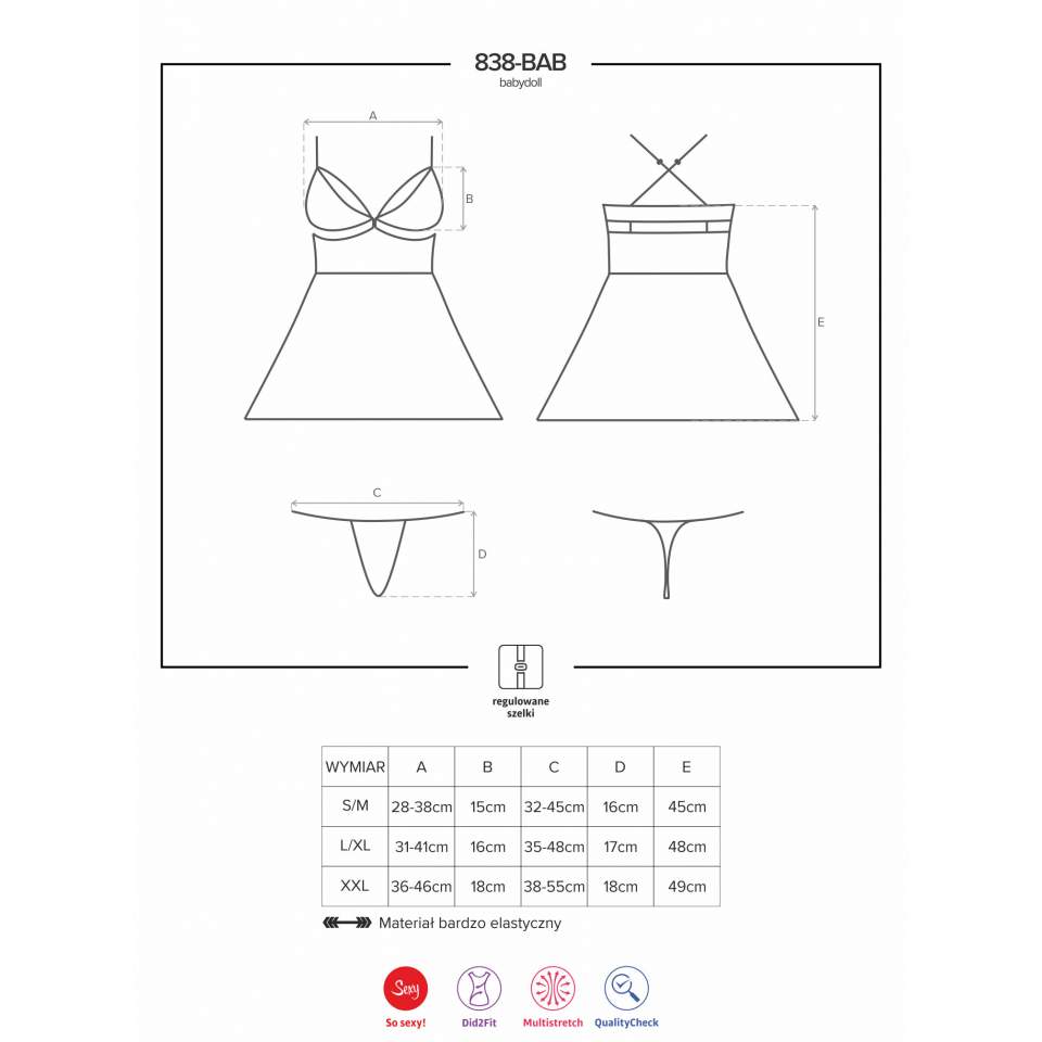 Czerwona koszulka babydoll + stringi Obsessive 838-BAB-3