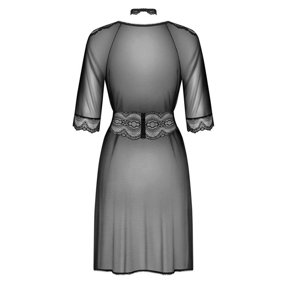 Zmysłowy, czarny peniuar Obsessive Lucita-Pei + choker