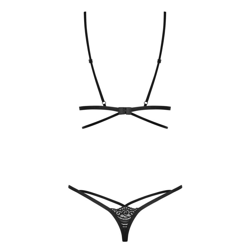 Damska dwuczęściowa bielizna w kolorze głębokiej czerni marki Obsessive Diyosa-Set