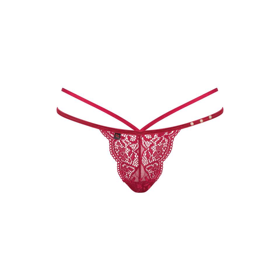 Zmysłowe bordowe stringi z koronką marki Obsessive z kolekcji Ivetta-Tho