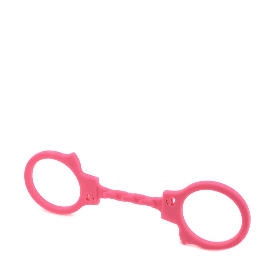 Elastyczne, różowe kajdanki z silikonu