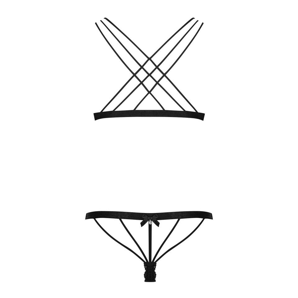 Nowoczesny czarny dwuczęściowy komplet Obsessive 854-SET-1