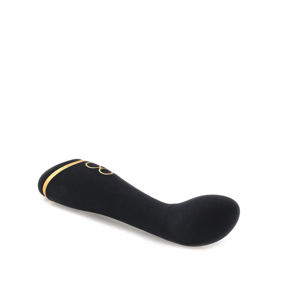 Czarny wibrator z wygiętą końcówką do stymulacji punktu G