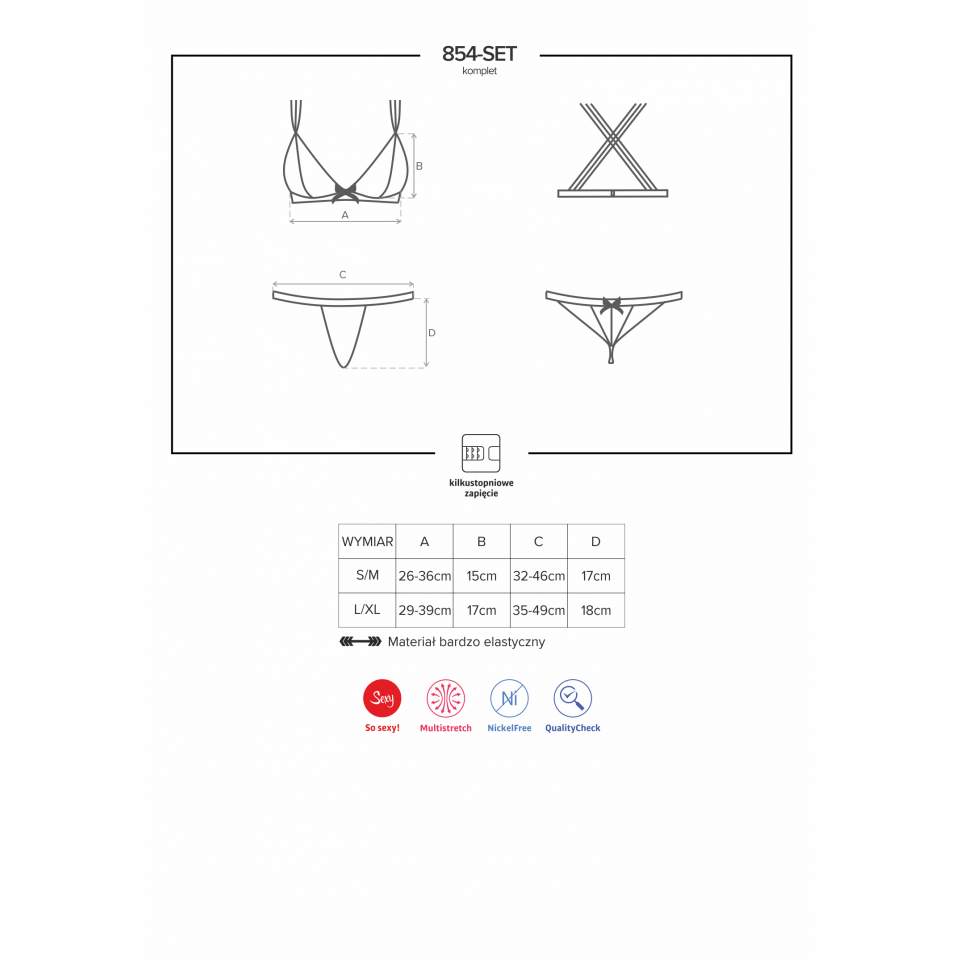 Nowoczesny czarny dwuczęściowy komplet Obsessive 854-SET-1