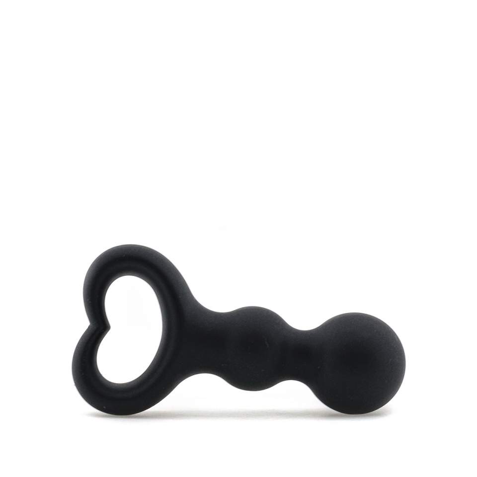 Czarny silikonowy korek analny z uchwytem w kształcie serca – średnica 3 cm