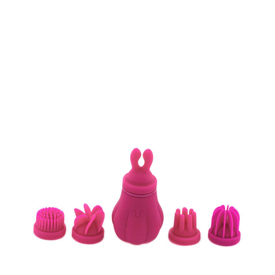 Różowy masażer łechtaczki ze zmiennymi głowicami