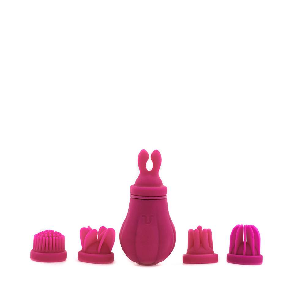Różowy masażer łechtaczki ze zmiennymi głowicami