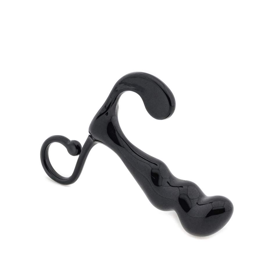 Czarny masażer prostaty o ergonomicznym kształcie – 3,5 cm
