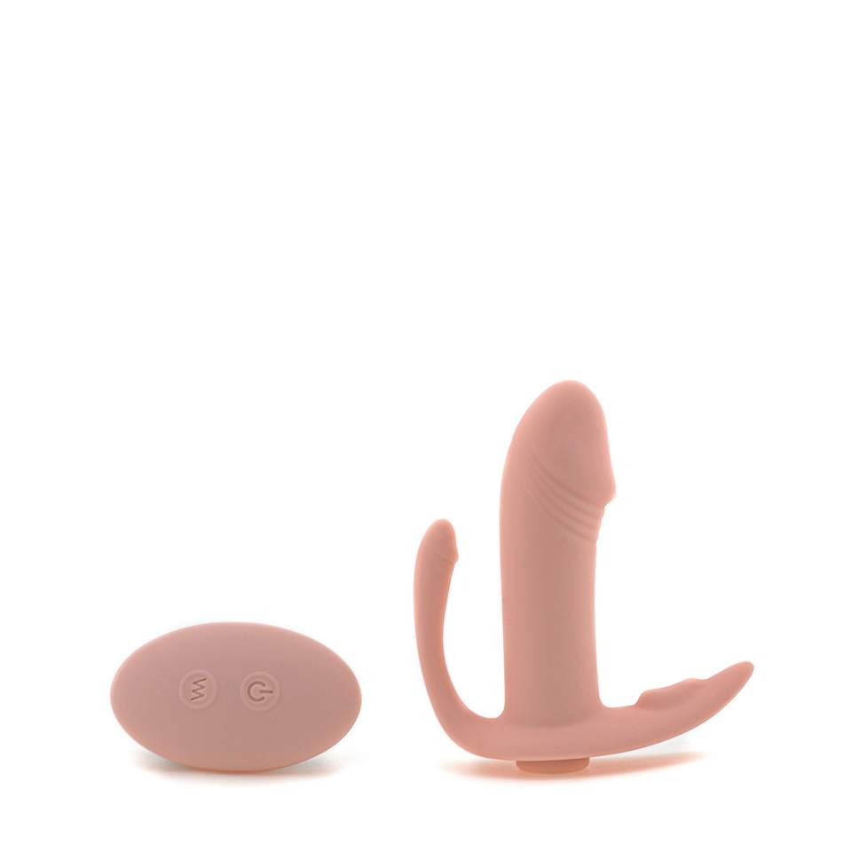 Trzypunktowy wibrator do stymulacji analnej, łechtaczki i pochwy – 8,3 cm