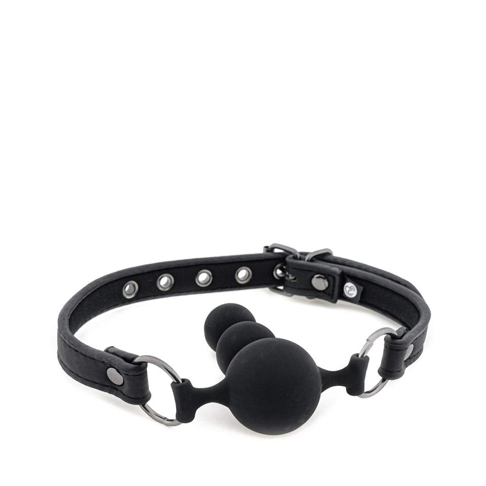 Silikonowy, regulowany knebel do ust w postaci trzech kulek