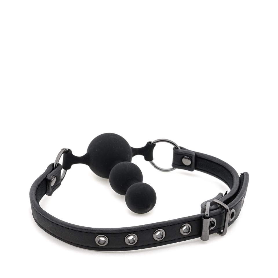 Silikonowy, regulowany knebel do ust w postaci trzech kulek