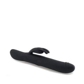 Czarny rotacyjny wibrator królik z silikonu - 25 cm