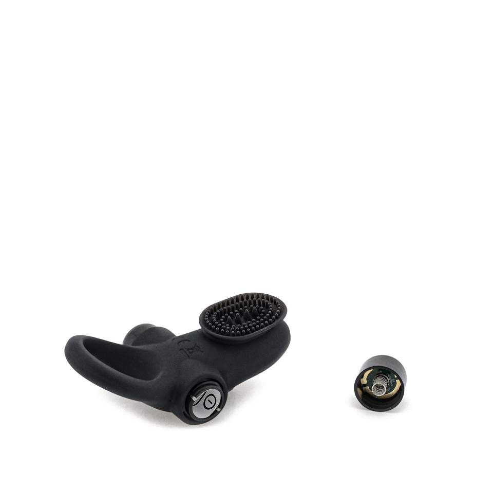 Czarny silikonowy pierścień erekcyjny z wypustkami – 10 funkcji