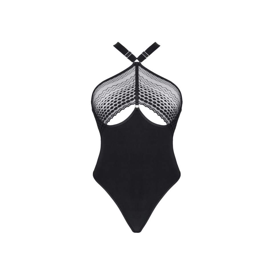 Czarne seksowne body z koronką na biuście Demoniq Trini