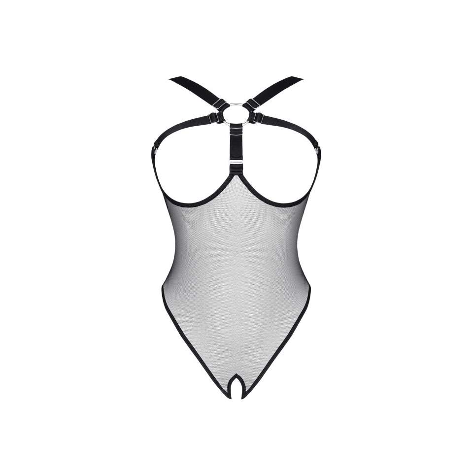 Prześwitujące czarne body Demoniq Abril z otwartymi miseczkami