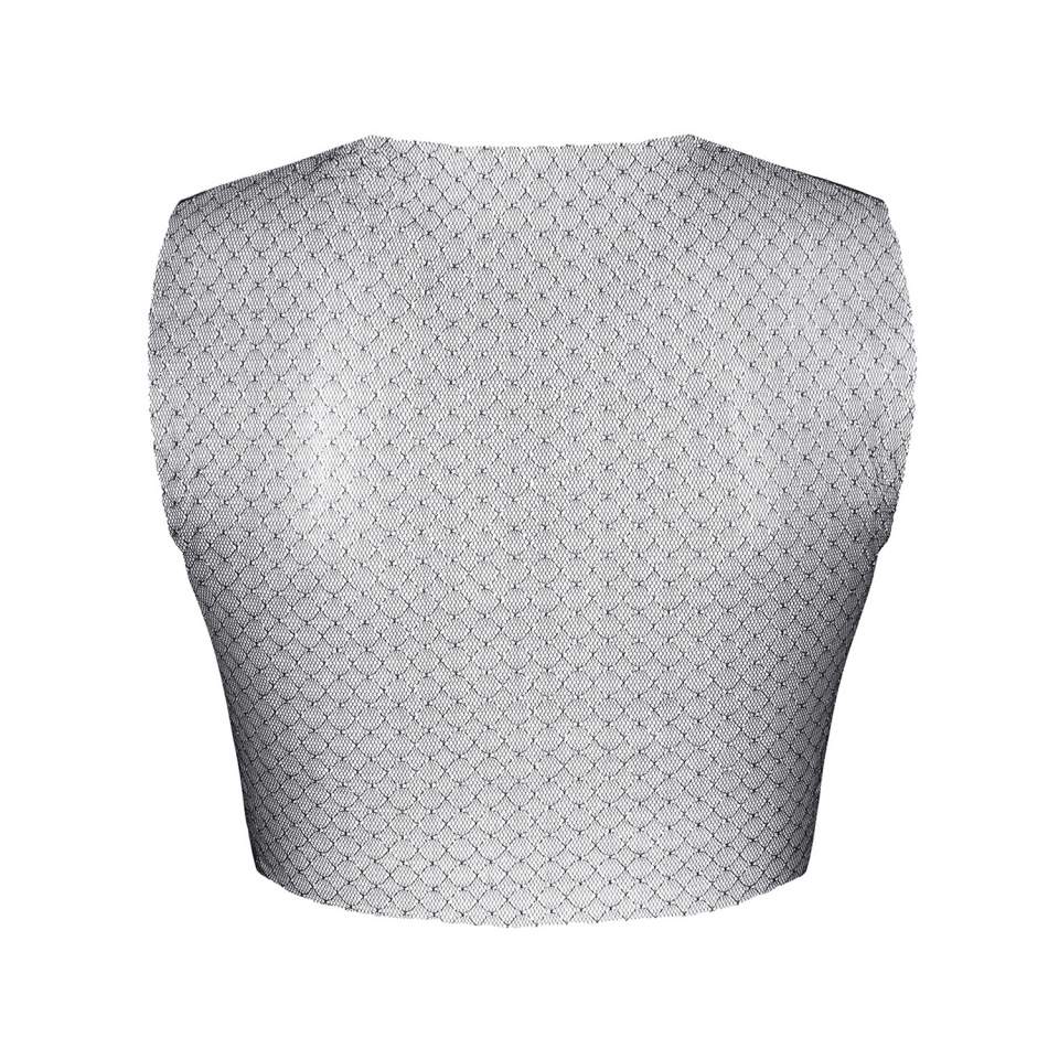 Krótki przezroczysty top z odkrytymi ramionami – Demoniq Orsola