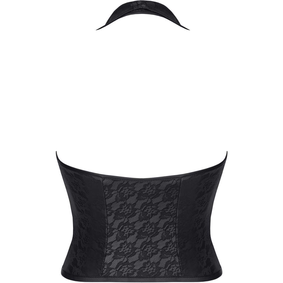 Elegancki top z kołnierzem i ozdobnym, srebrnym zapięciem Demoniq Ludmila