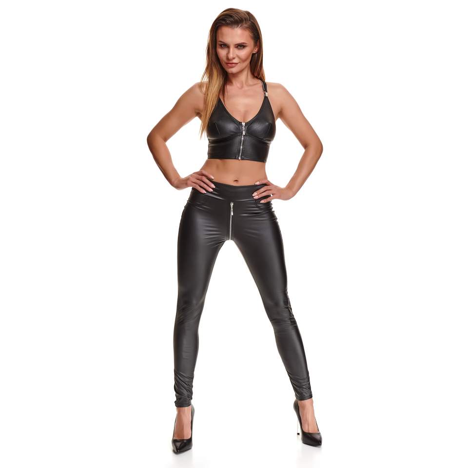 Czarne legginsy z wet looka marki Demoniq Maddalena