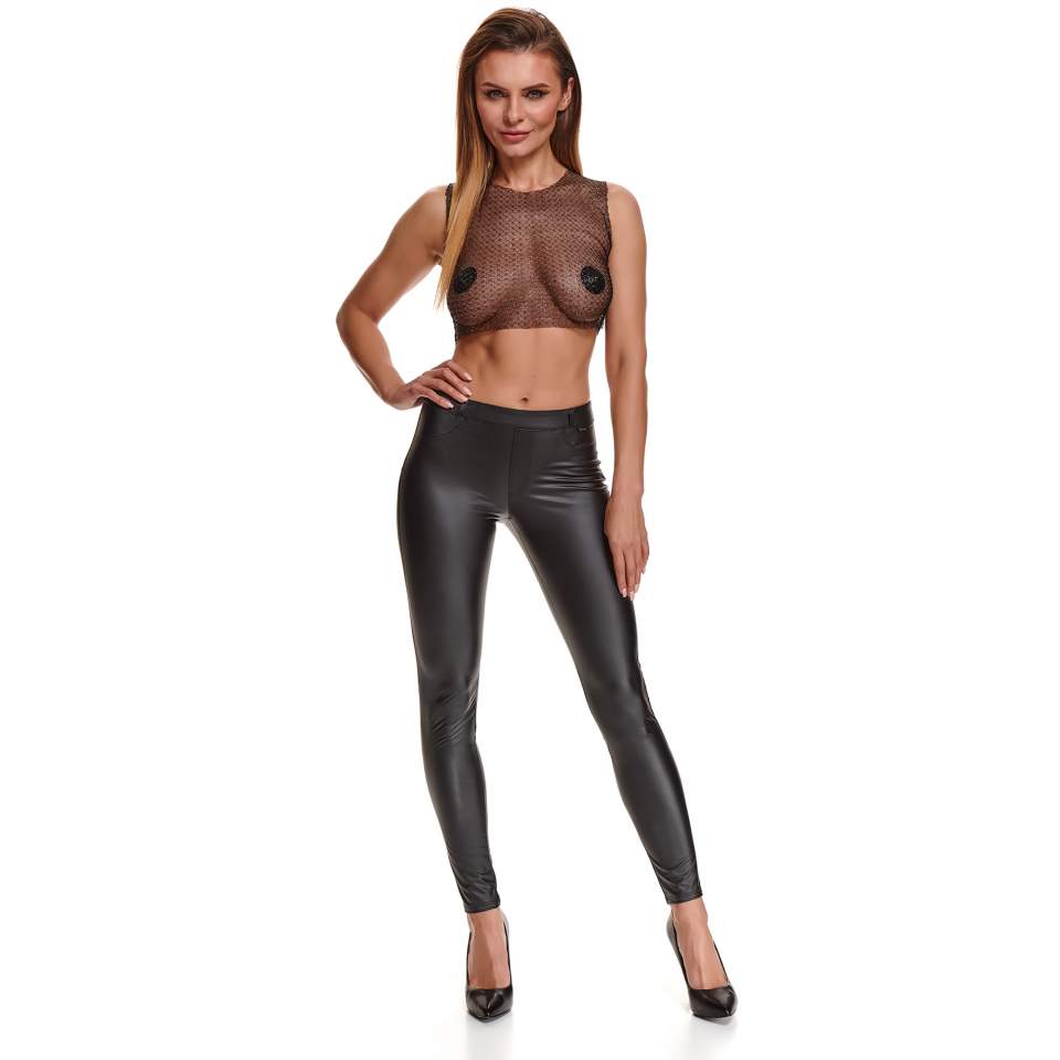 Czarne, uniwersalne legginsy z wet looka marki Demoniq Giulia