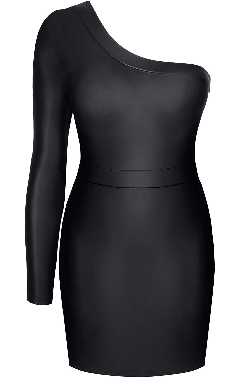 Krótka, asymetryczna sukienka z czarnego, elastycznego materiału Demoniq Felicia